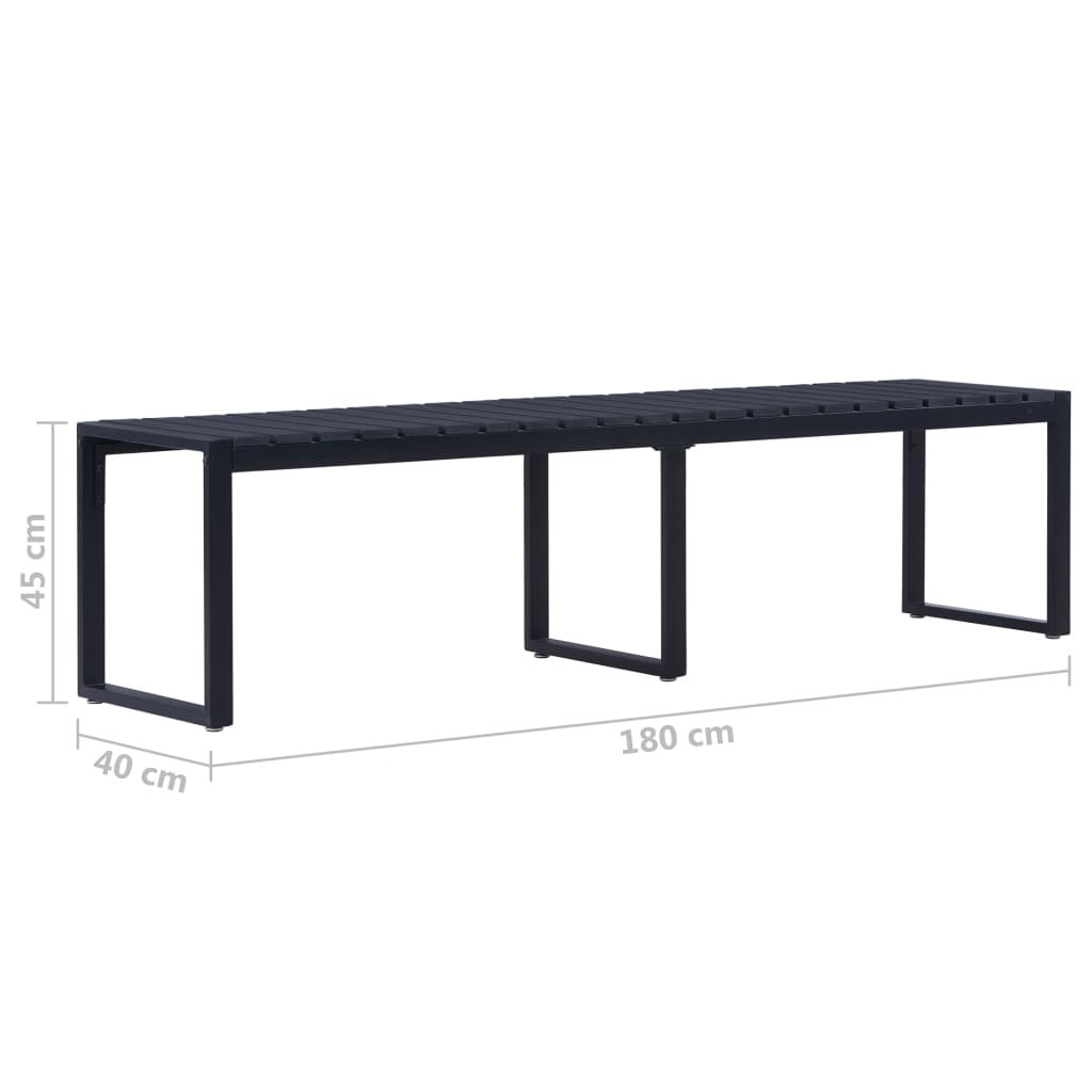 Panchina da Giardino 180 cm in Pannello PS Nero - homemem39
