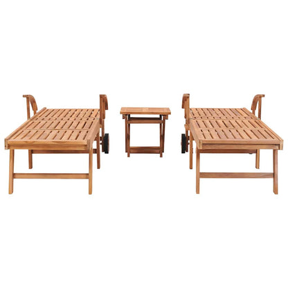 Lettini Prendisole 2 pz con Tavolo in Legno Massello di Teak - homemem39