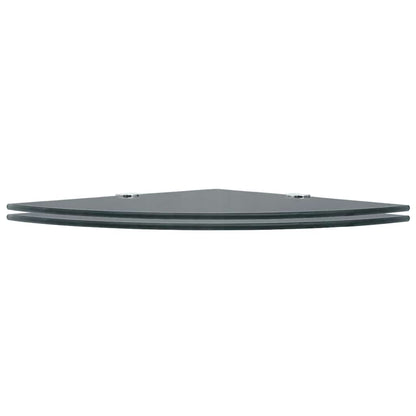 Scaffali Angolari 2 pz Supporti Cromati e Vetro Nero 25x25 cm | homemem39