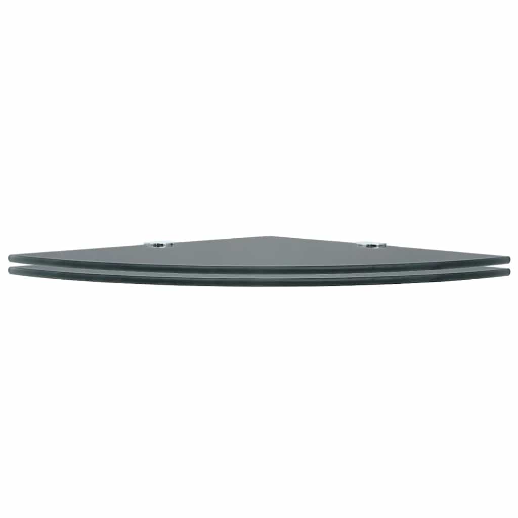 Scaffali Angolari 2 pz Supporti Cromati e Vetro Nero 35x35 cm | homemem39
