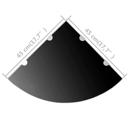 Scaffali Angolari 2 pz Supporti Cromati e Vetro Nero 45x45 cm | homemem39
