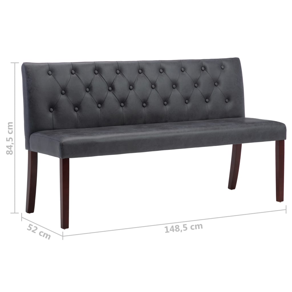 Panca 148,5 cm Grigia in Similpelle Scamosciata | homemem39