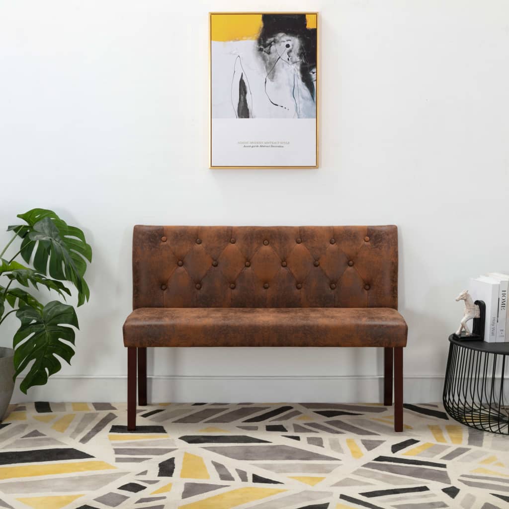 Panca 120 cm Marrone in Similpelle Scamosciata | homemem39