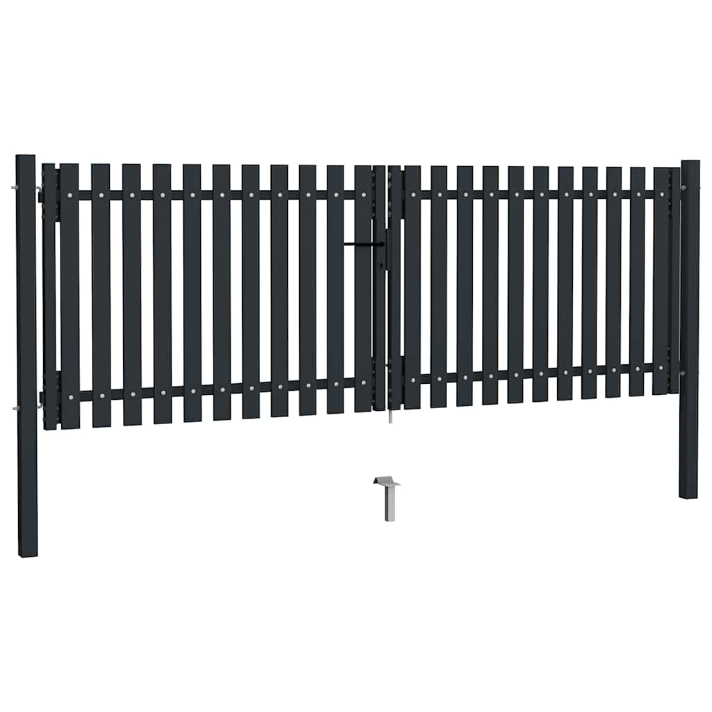 Cancello per Recinzione a doppia Porta in Acciaio 300x75 cm Antracite | homemem39