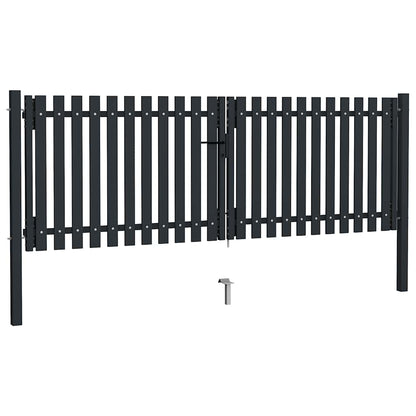 Cancello per Recinzione a doppia Porta in Acciaio 300x75 cm Antracite | homemem39