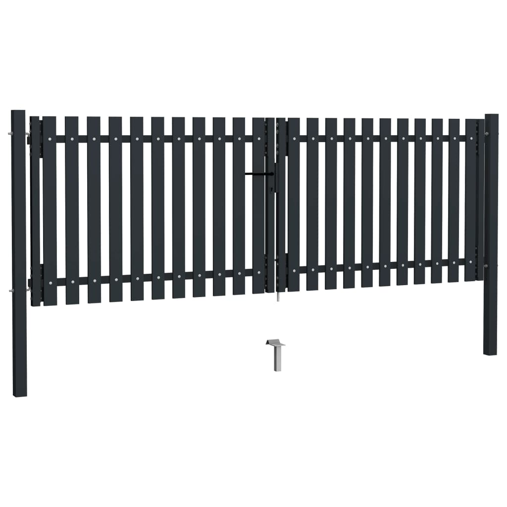 Cancello per Recinzione Doppio in Acciaio 306x125 cm Antracite - homemem39