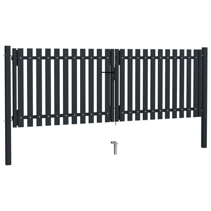 Cancello per Recinzione Doppio in Acciaio 306x125 cm Antracite - homemem39