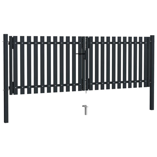 Cancello per Recinzione Doppio in Acciaio 306x125 cm Antracite - homemem39