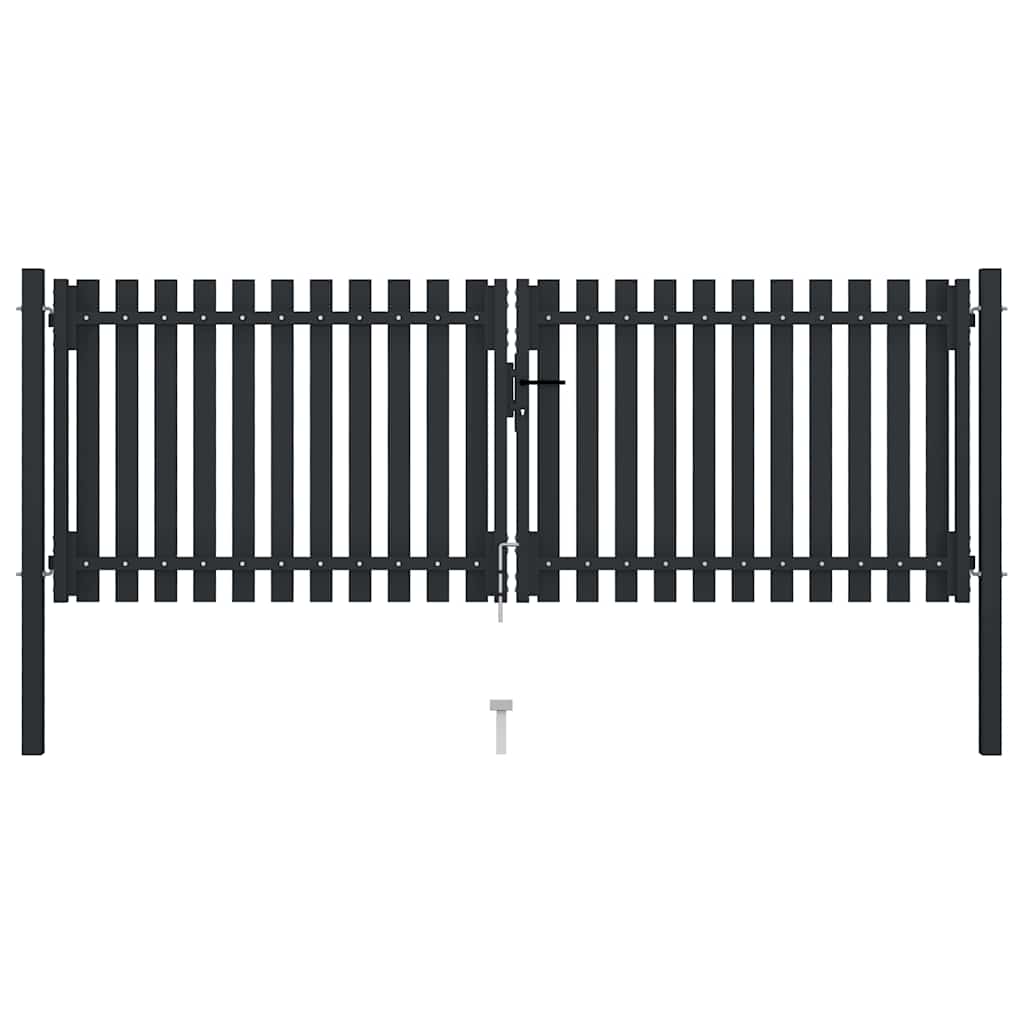 Cancello per Recinzione a doppia Porta in Acciaio 300x75 cm Antracite | homemem39