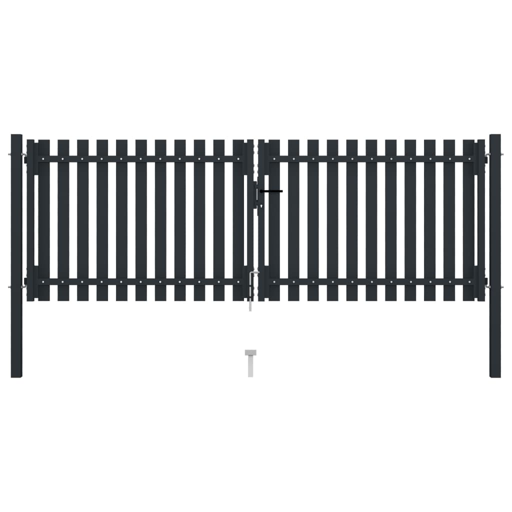 Cancello per Recinzione Doppio in Acciaio 306x125 cm Antracite - homemem39