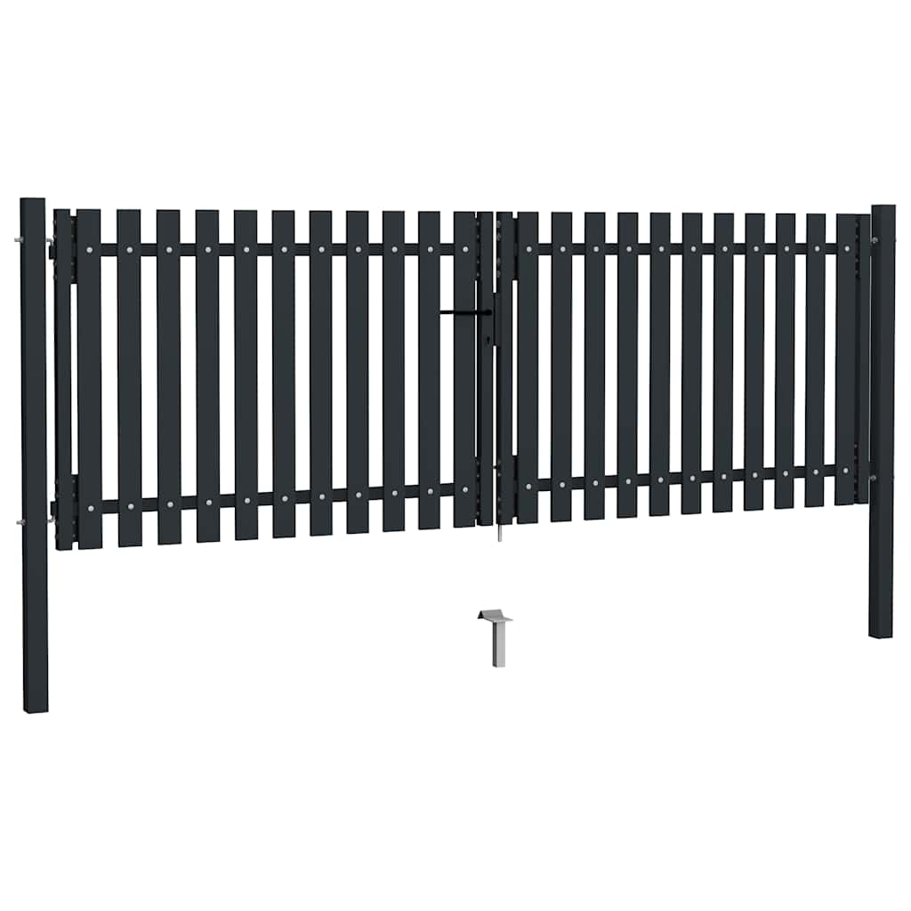 Cancello per Recinzione a doppia Porta in Acciaio 300x125 cm Antracite | homemem39