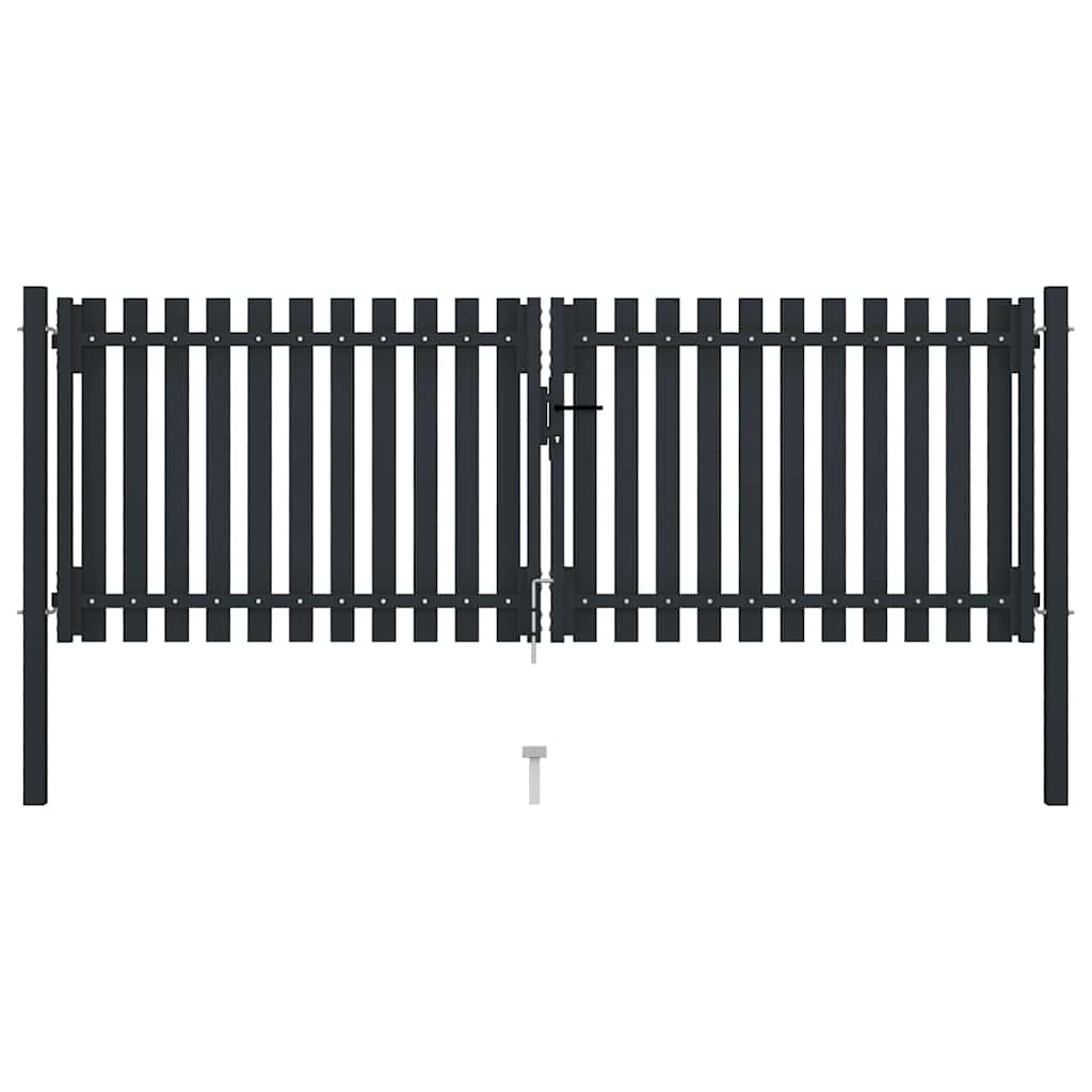 Cancello per Recinzione a doppia Porta in Acciaio 300x125 cm Antracite | homemem39
