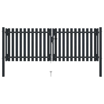 Cancello per Recinzione a doppia Porta in Acciaio 300x125 cm Antracite | homemem39