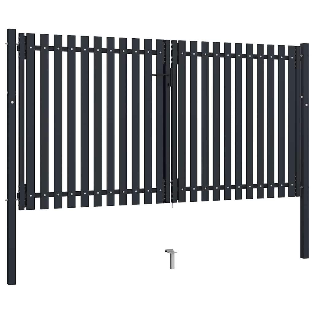 Cancello per Recinzione a doppia Porta in Acciaio 300x150 cm Antracite | homemem39