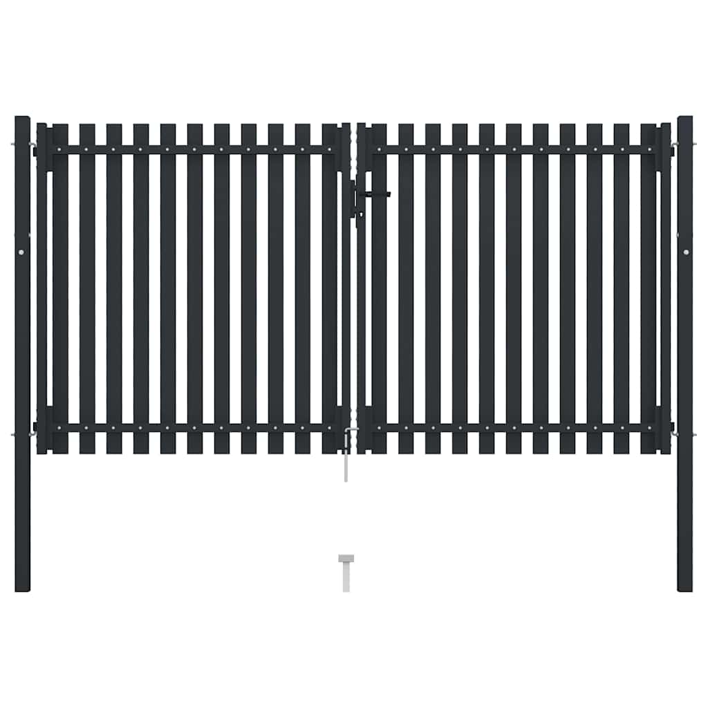 Cancello per Recinzione a doppia Porta in Acciaio 300x150 cm Antracite | homemem39
