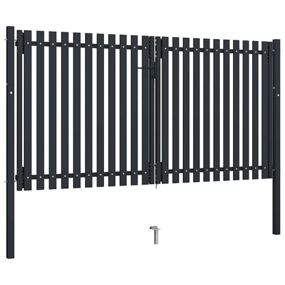 Cancello per Recinzione a doppia Porta in Acciaio 300x175 cm Antracite | homemem39