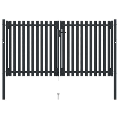 Cancello per Recinzione a doppia Porta in Acciaio 300x175 cm Antracite | homemem39
