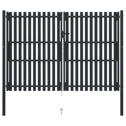Cancello per Recinzione a doppia Porta in Acciaio 300x200 cm Antracite