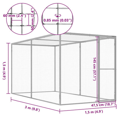 Gabbia per Gatti 3x1,5x1,5 m in Acciaio Zincato - homemem39