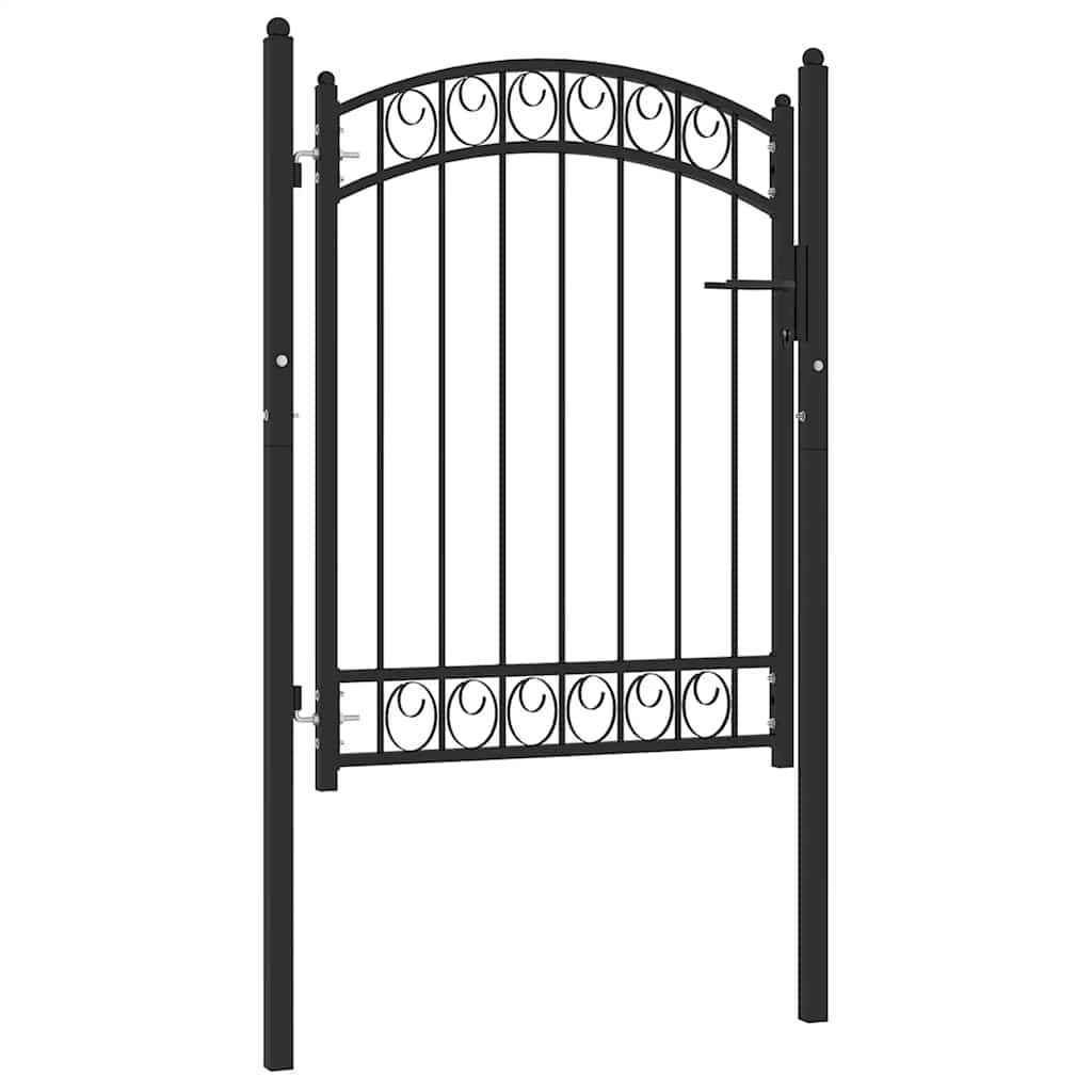 Cancello per recinzione EMMEN con parte superiore ad arco in acciaio 100x98,5 cm Nero | homemem39