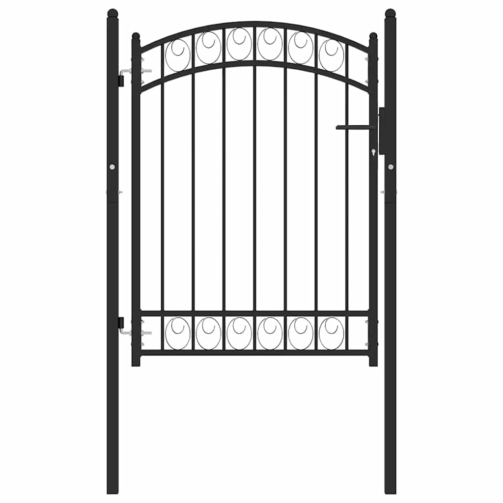 Cancello per recinzione EMMEN con parte superiore ad arco in acciaio 100x98,5 cm Nero | homemem39