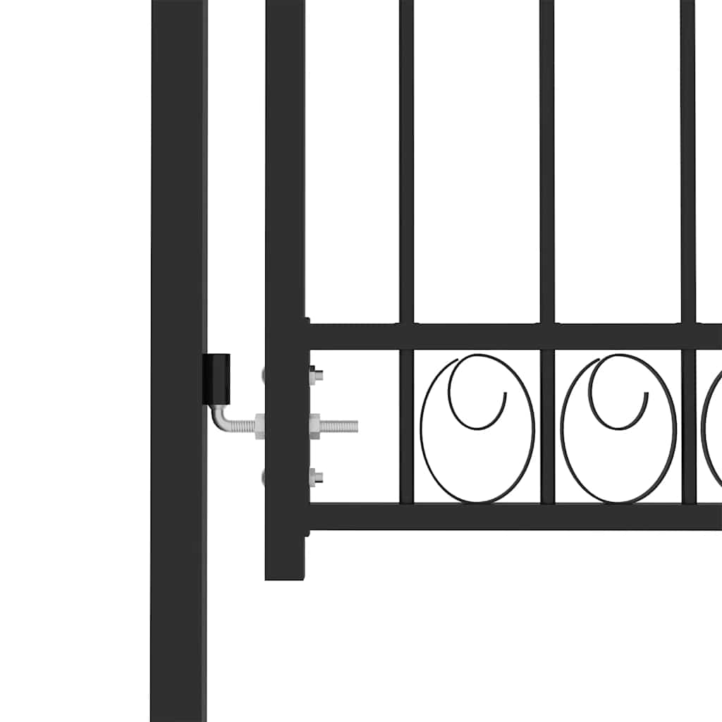 Cancello per recinzione EMMEN con parte superiore ad arco in acciaio 100x98,5 cm Nero | homemem39