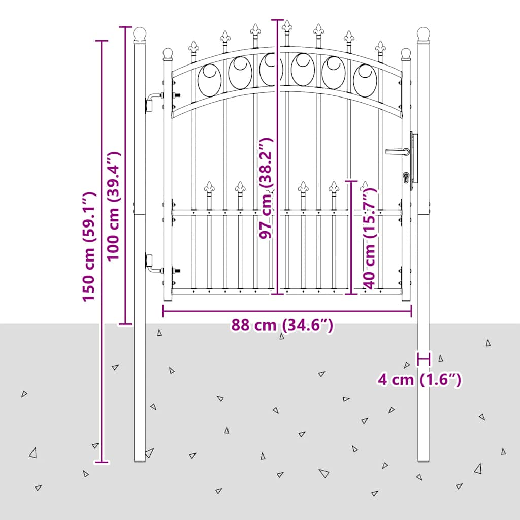 Cancello per recinzione EMMEN con punte in acciaio 104x97 cm verde | homemem39