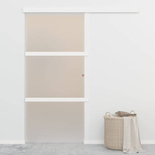 Porta Scorrevole Fermi Vetro ESG e Alluminio Argento 90x205 cm - homemem39
