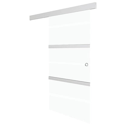Porta Scorrevole in Vetro ESG e Alluminio 76x212 cm Argento - homemem39