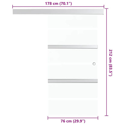 Porta Scorrevole in Vetro ESG e Alluminio 76x212 cm Argento - homemem39