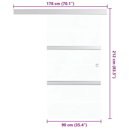 Porta Scorrevole in Vetro ESG e Alluminio 90x205cm Argento - homemem39