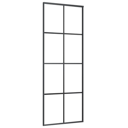 Porta Scorrevole in Alluminio e Vetro ESG 76x205 cm Nera - homemem39