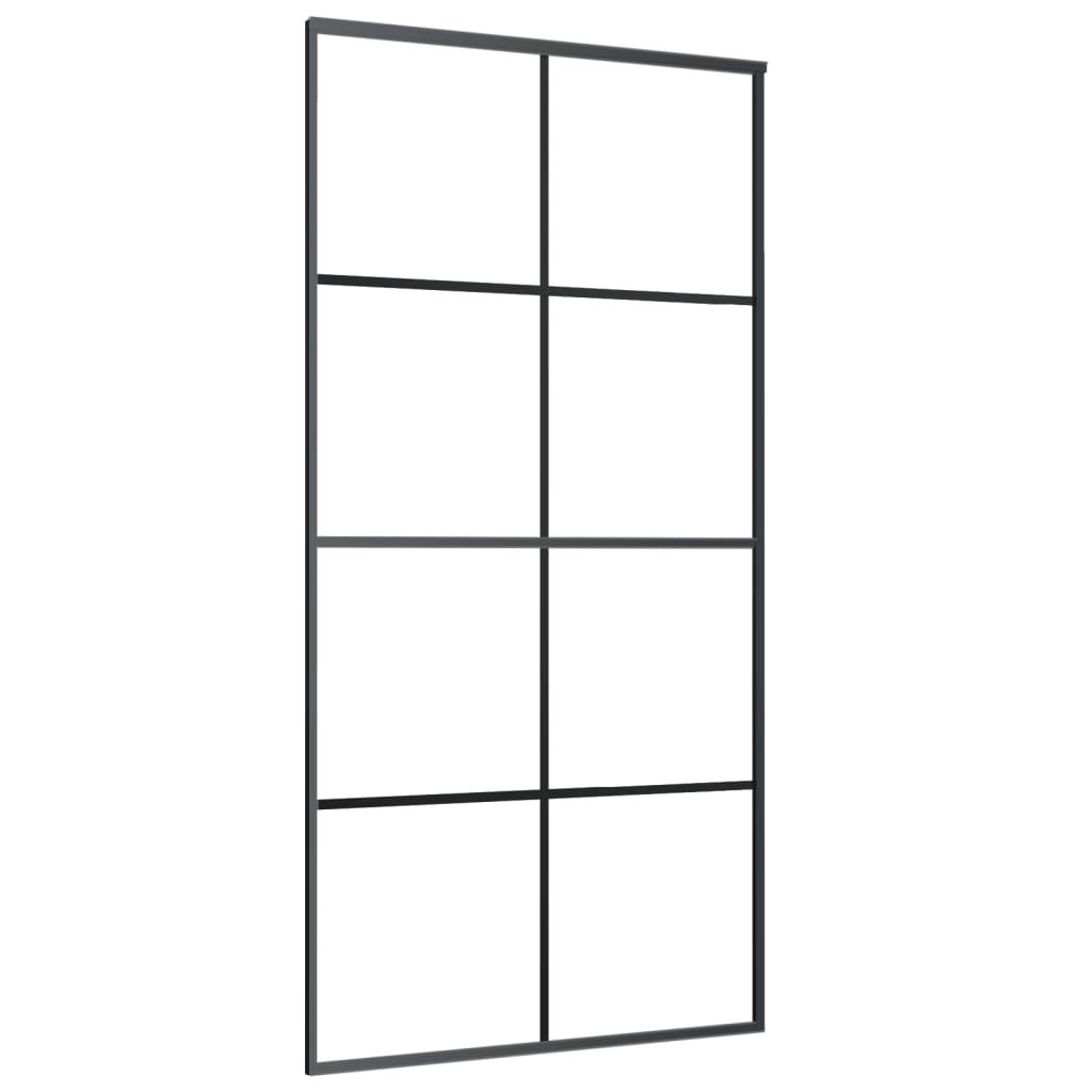 Porta Scorrevole in Vetro ESG e Alluminio 102,5x205 cm Nera | homemem39