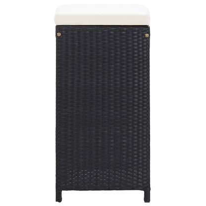 Set da Bar da Giardino 7 pz con Cuscini in Polyrattan Nero