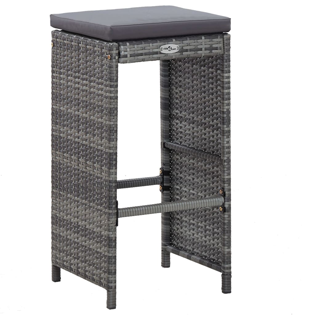 Set da Bar da Giardino 7 pz con Cuscini in Polyrattan Grigio - homemem39