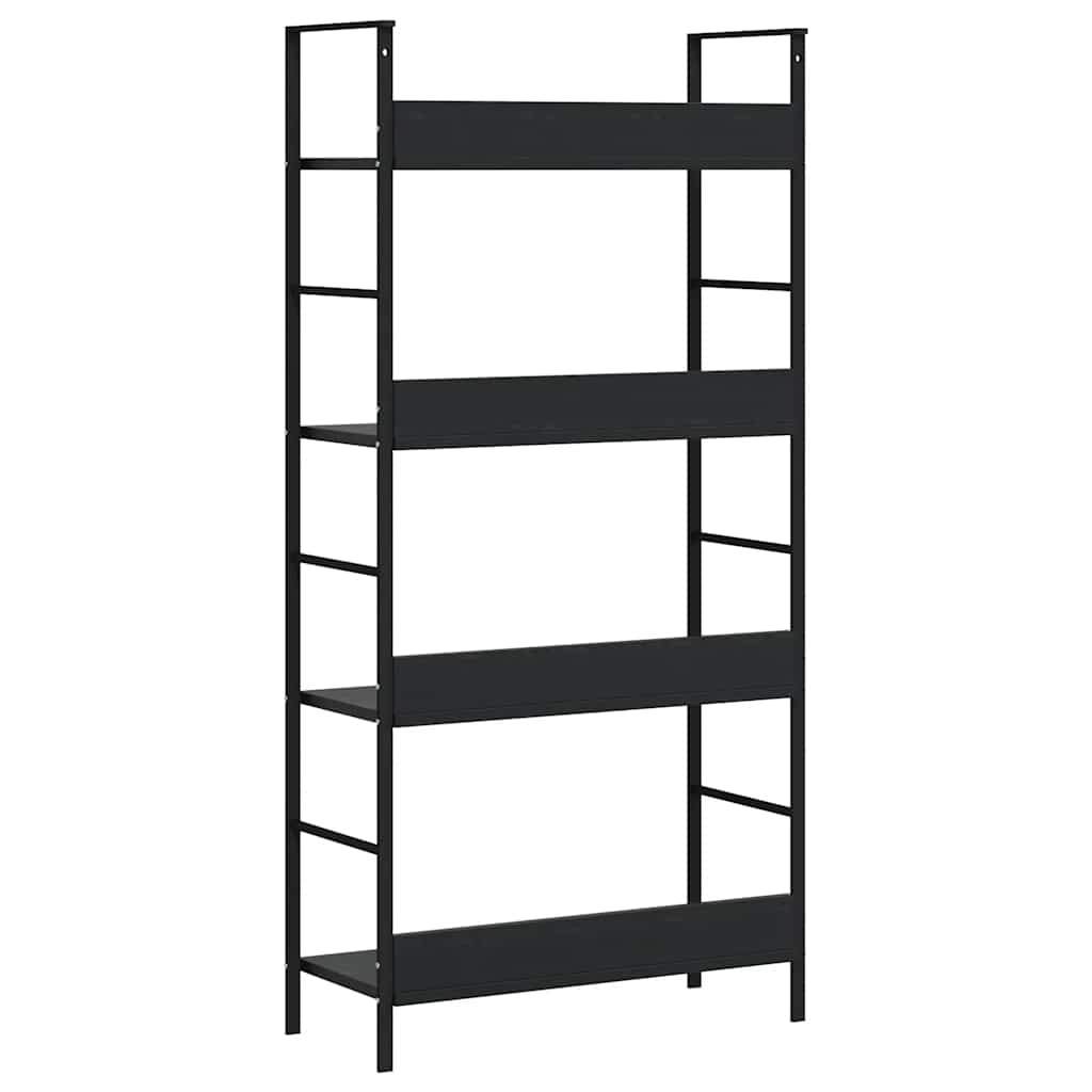Scaffale Libri 4 Ripiani Nero 60x27,6x124,5cm Legno Multistrato | homemem39