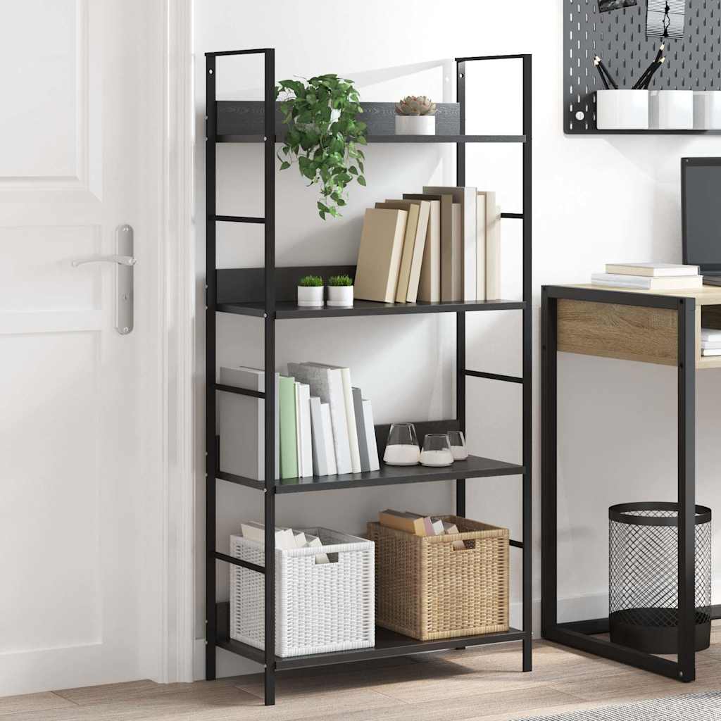 Scaffale Libri 4 Ripiani Nero 60x27,6x124,5cm Legno Multistrato | homemem39