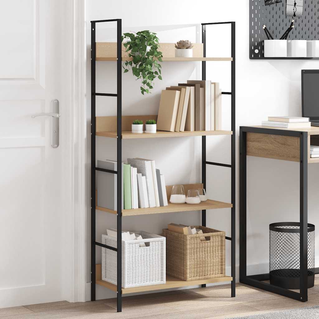 Scaffale Libri 4 Ripiani Rovere 60x27,6x124,5 Legno Multistrato | homemem39