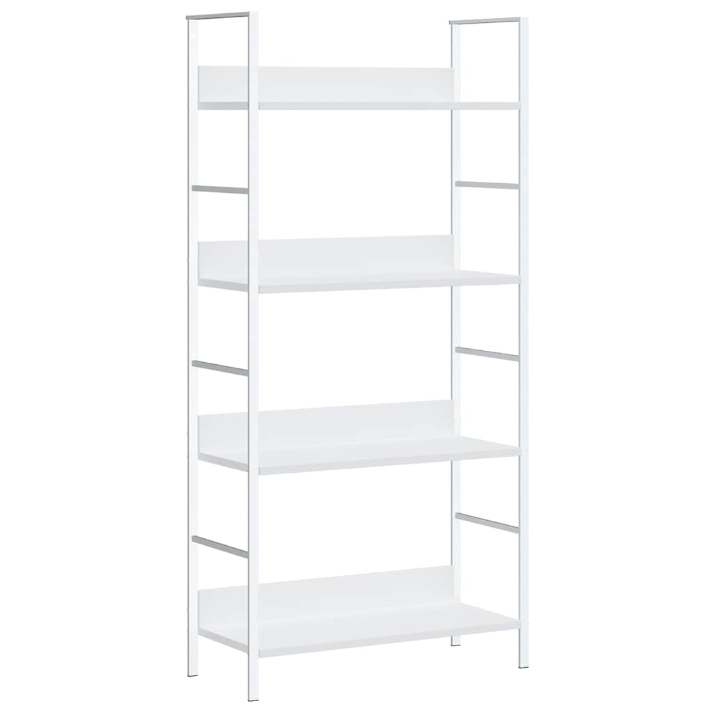Scaffale Libri 4 Ripiani Bianco 60x27,6x124,5 Legno Multistrato