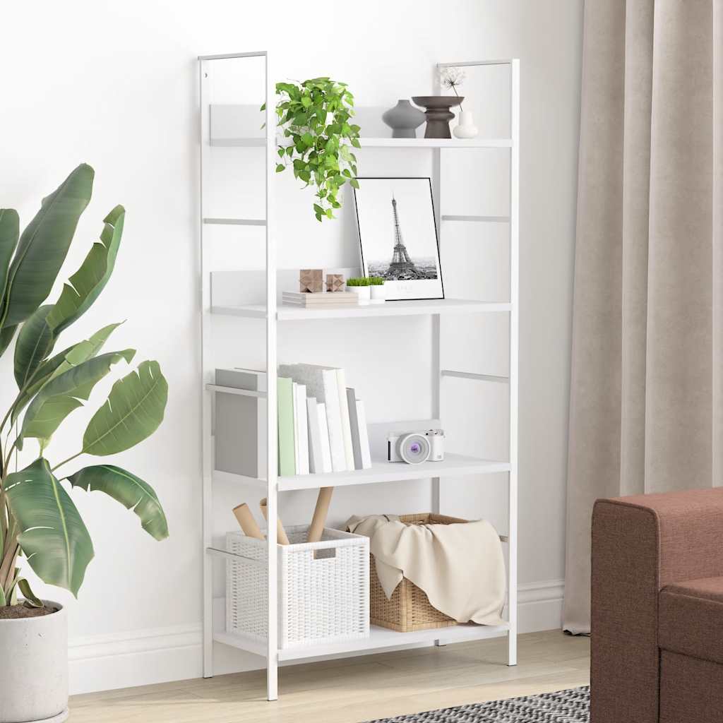 Scaffale Libri 4 Ripiani Bianco 60x27,6x124,5 Legno Multistrato | homemem39