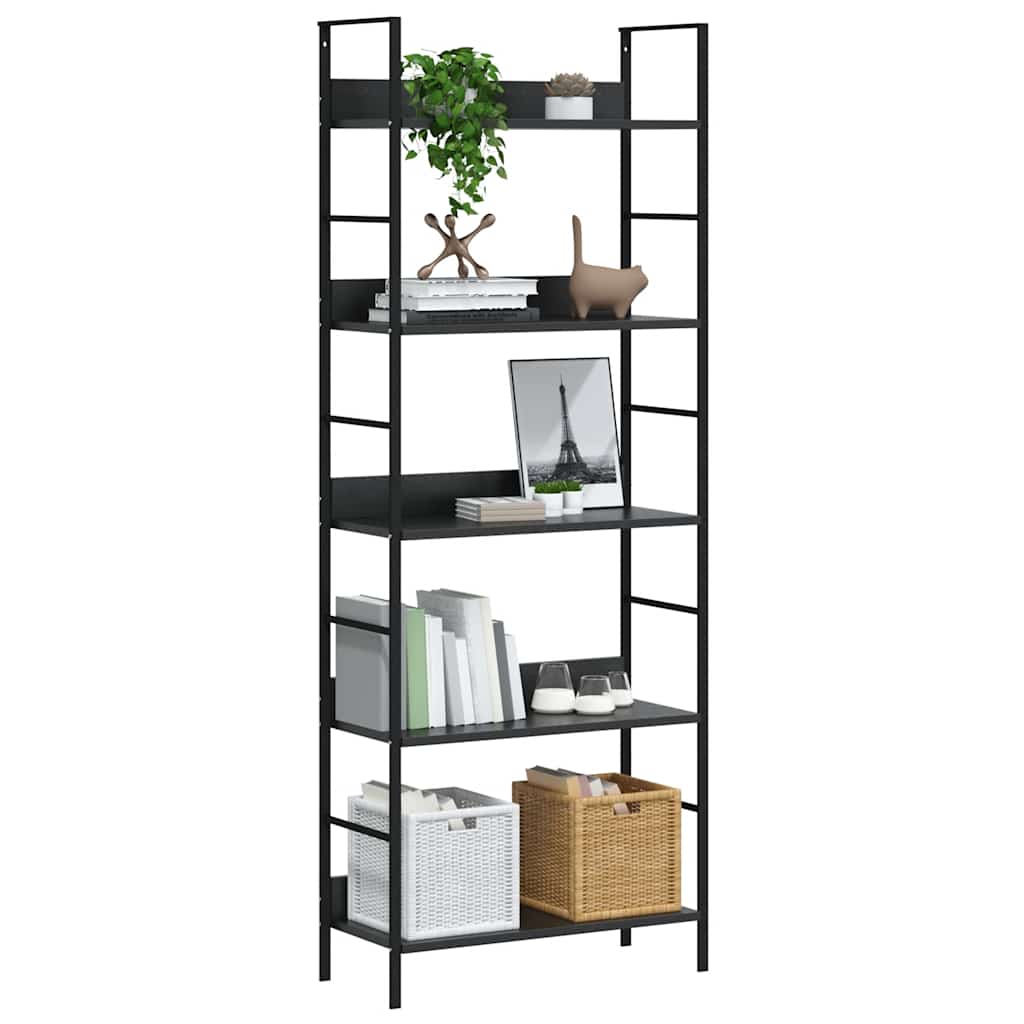 Scaffale Libri 5 Ripiani Nero 60x27,6x128,5cm Legno Multistrato | homemem39