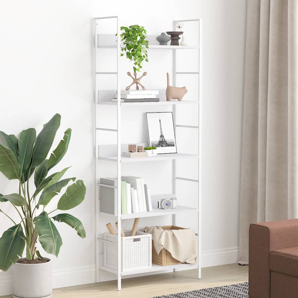 Scaffale Libri 5 Ripiani Bianco 60x27,6x158,5 Legno Multistrato | homemem39
