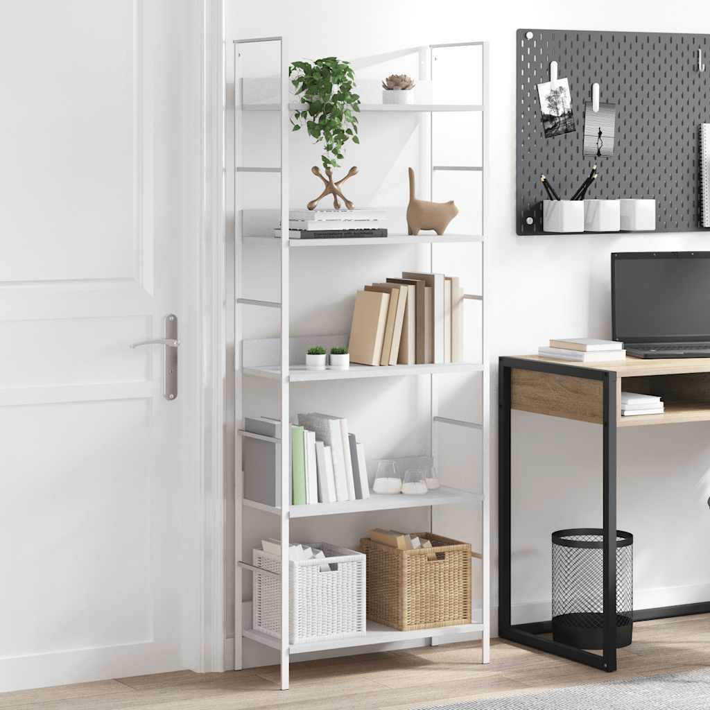 Scaffale Libri 5 Ripiani Bianco 60x27,6x158,5 Legno Multistrato | homemem39