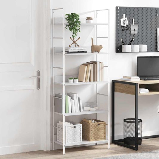 Scaffale Libri 5 Ripiani Bianco 60x27,6x158,5 Legno Multistrato | homemem39