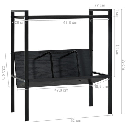 Scaffale Libri 2 Ripiani Nero 52x28x59 cm Legno Multistrato | homemem39