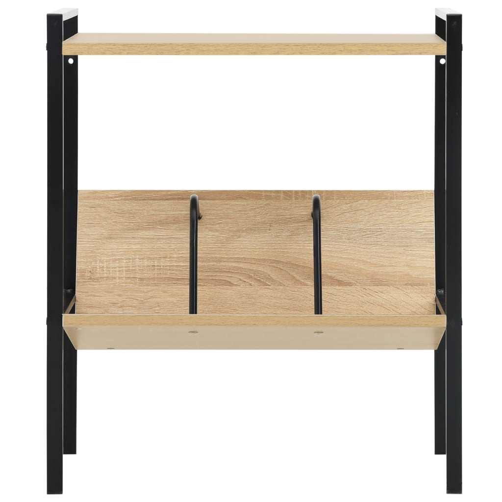Scaffale Libri 2 Ripiani Nero e Rovere 52x28x59 cm Multistrato | homemem39