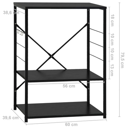 Mobile per Microonde Nero 60x39,6x79,5 cm Legno Multistrato - homemem39