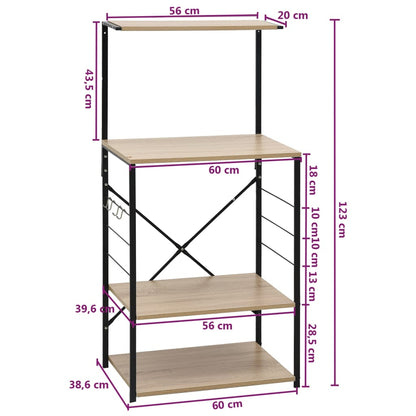 Mobile Microonde Nero e Rovere 60x39,6x123cm Legno Multistrato - homemem39