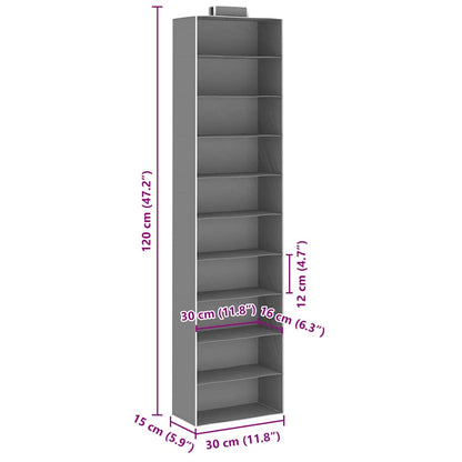 Organizer per Armadio da Appendere 2 pz con 10 Ripiani Tessuto - homemem39