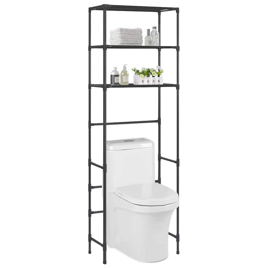 Scaffale per Bagno con 3 Ripiani Nero 53x28x169 cm - homemem39